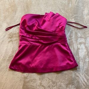 THE LIMITED Fuschia satin tube top blouse